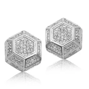 10KW 0.35CTW DIAMOND HEXAGON EARRINGS