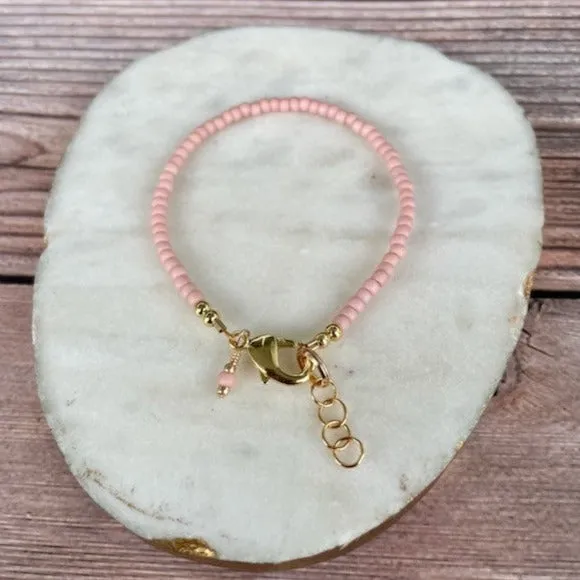 14K Gold Filled Bracelet - Mini Matte Blush Pink