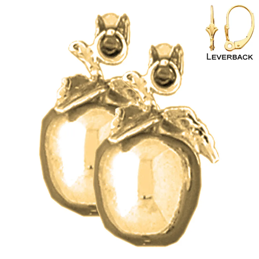 14K or 18K Gold 3D Apple Earrings