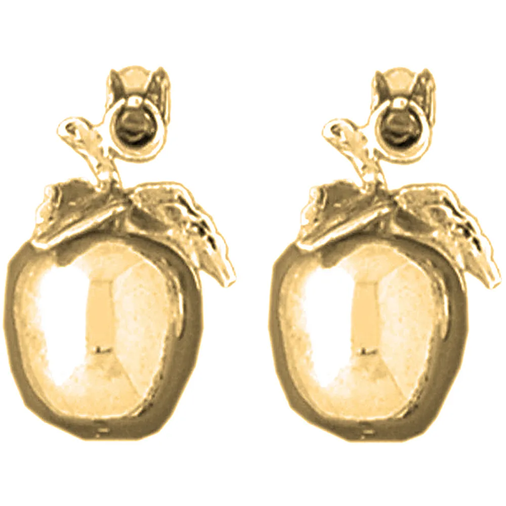 14K or 18K Gold 3D Apple Earrings