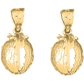 14K or 18K Gold 3D Orange Earrings