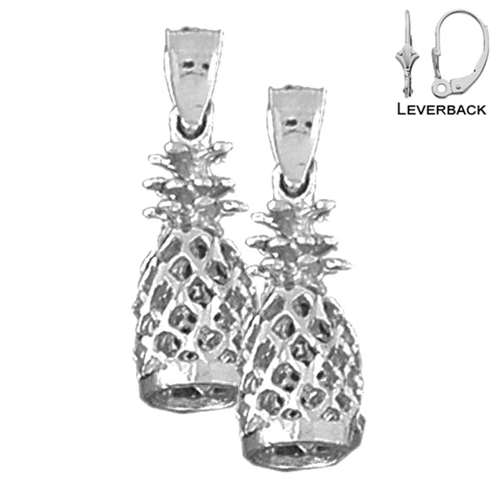 14K or 18K Gold 3D Pineapple Earrings