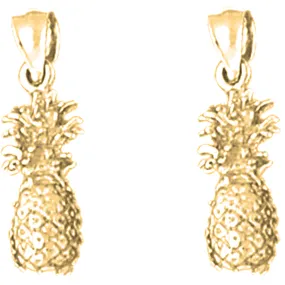 14K or 18K Gold 3D Pineapple Earrings