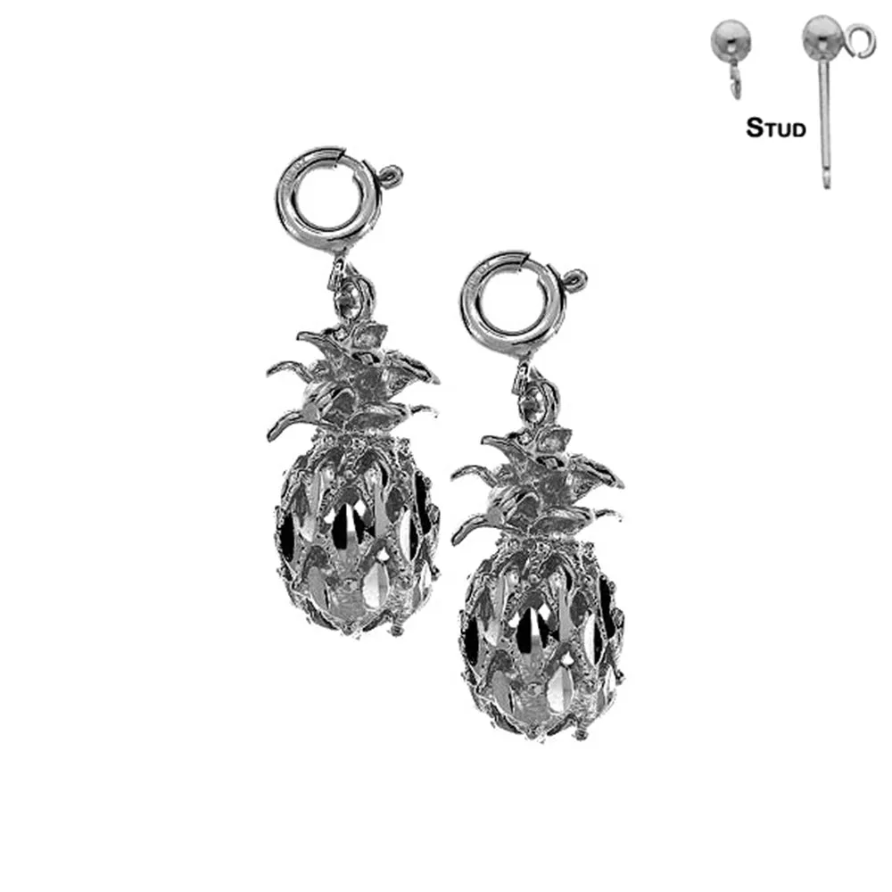 14K or 18K Gold 3D Pineapple Earrings