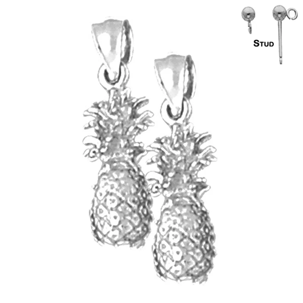 14K or 18K Gold 3D Pineapple Earrings