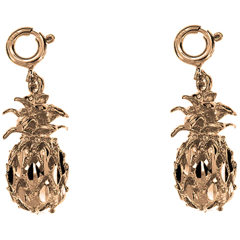 14K or 18K Gold 3D Pineapple Earrings