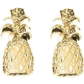 14K or 18K Gold 3D Pineapple Earrings