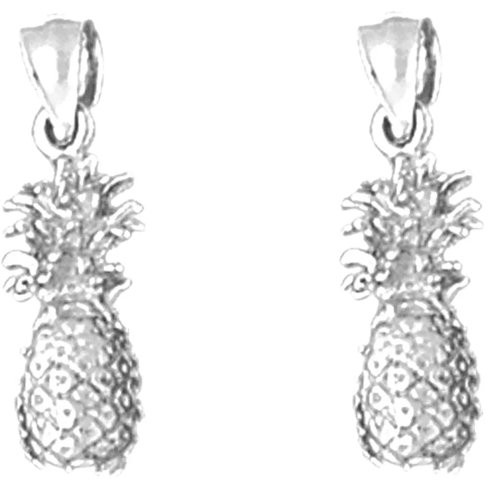 14K or 18K Gold 3D Pineapple Earrings