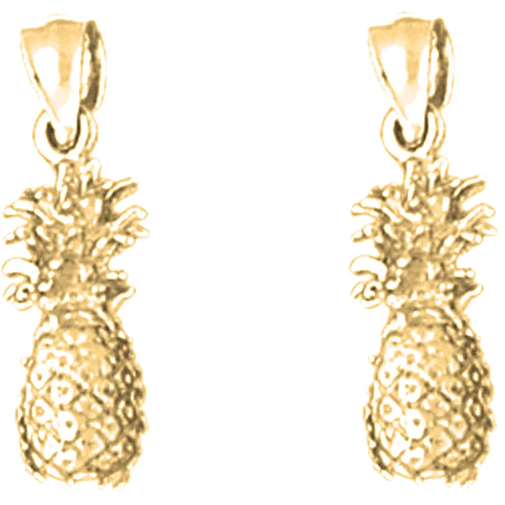 14K or 18K Gold 3D Pineapple Earrings