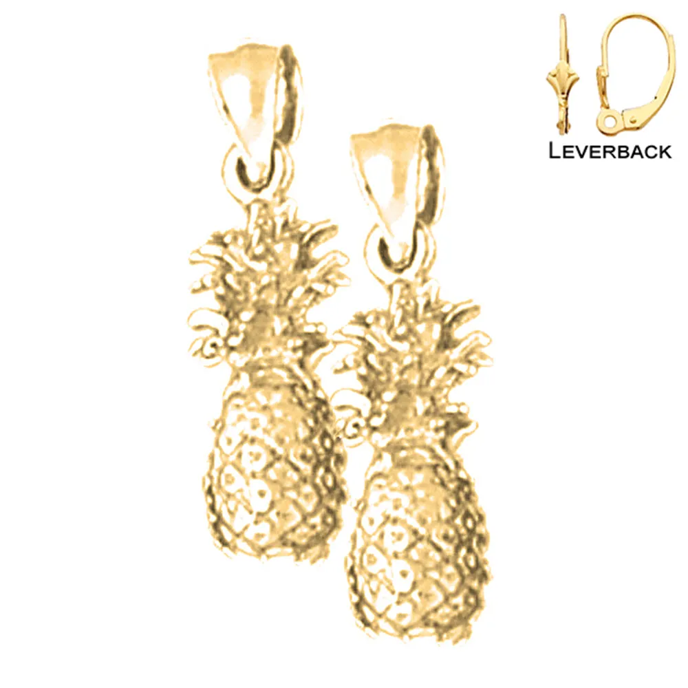 14K or 18K Gold 3D Pineapple Earrings