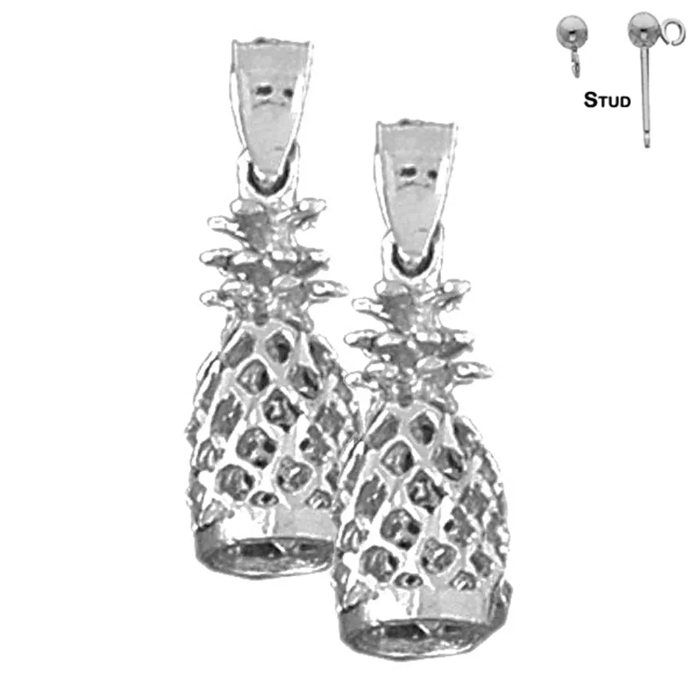 14K or 18K Gold 3D Pineapple Earrings