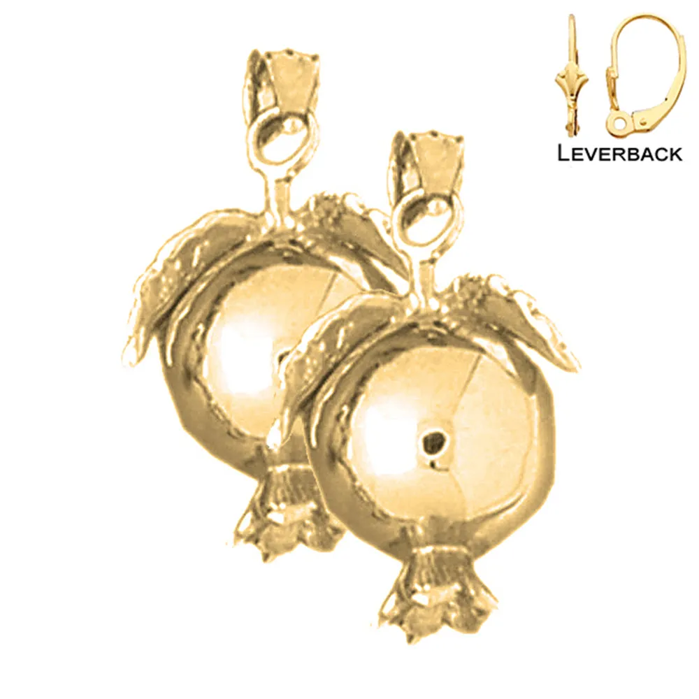 14K or 18K Gold 3D Pomegranate Earrings