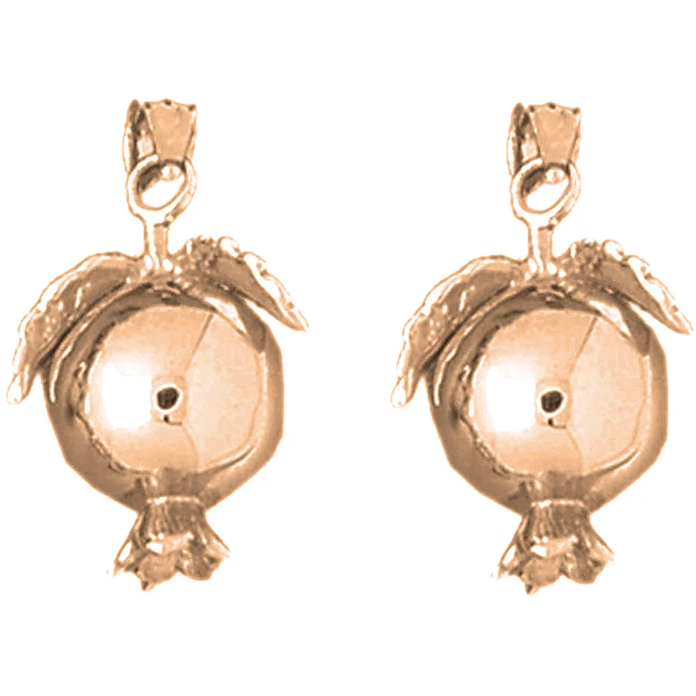 14K or 18K Gold 3D Pomegranate Earrings