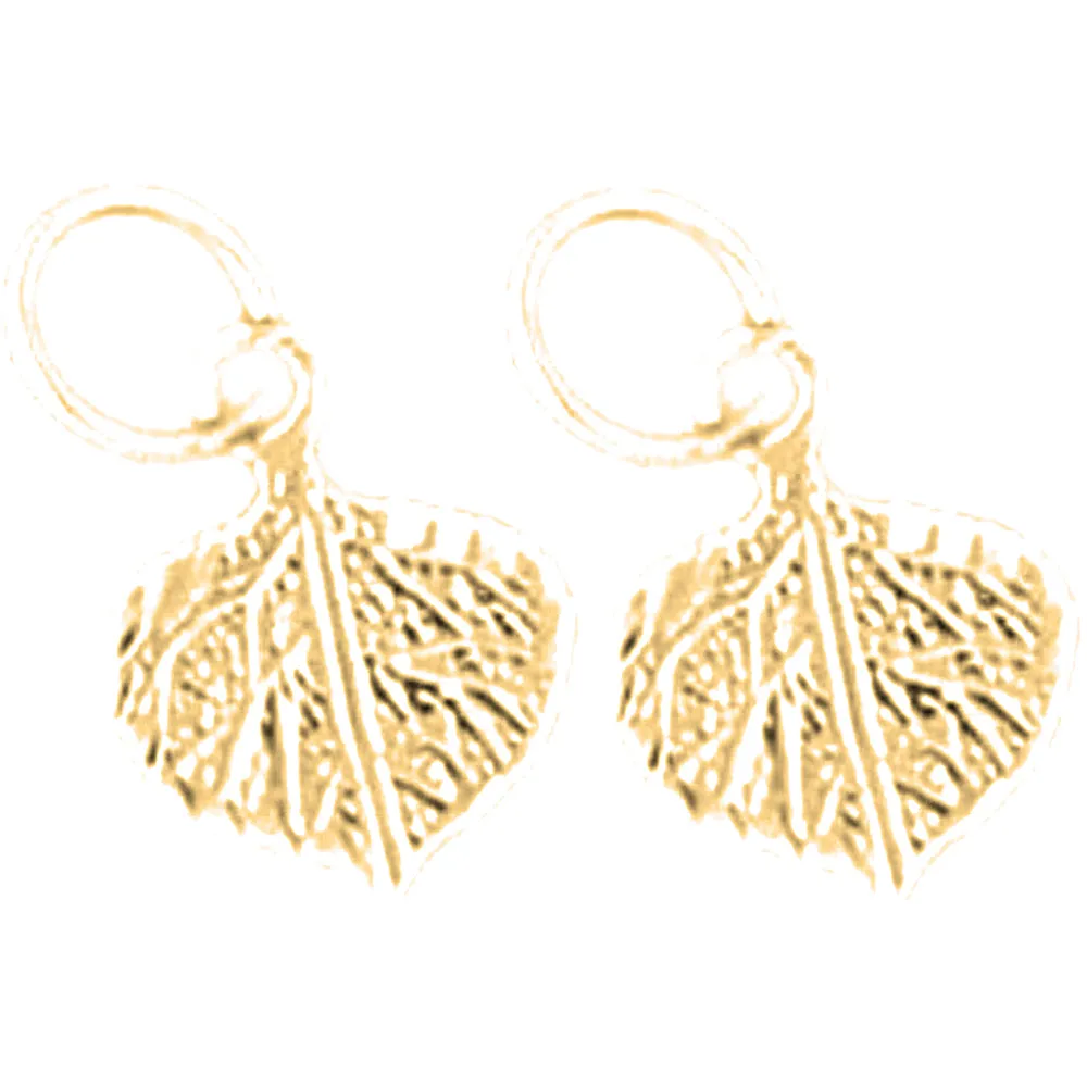 14K or 18K Gold Aspen Leaf Earrings