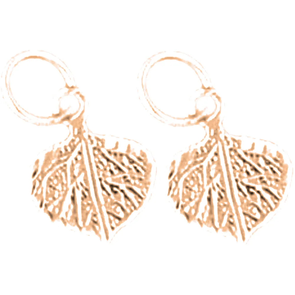 14K or 18K Gold Aspen Leaf Earrings