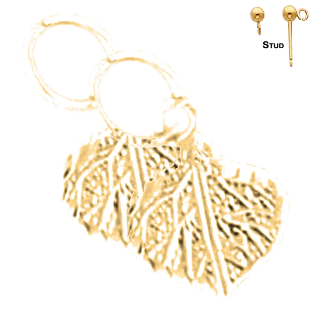 14K or 18K Gold Aspen Leaf Earrings