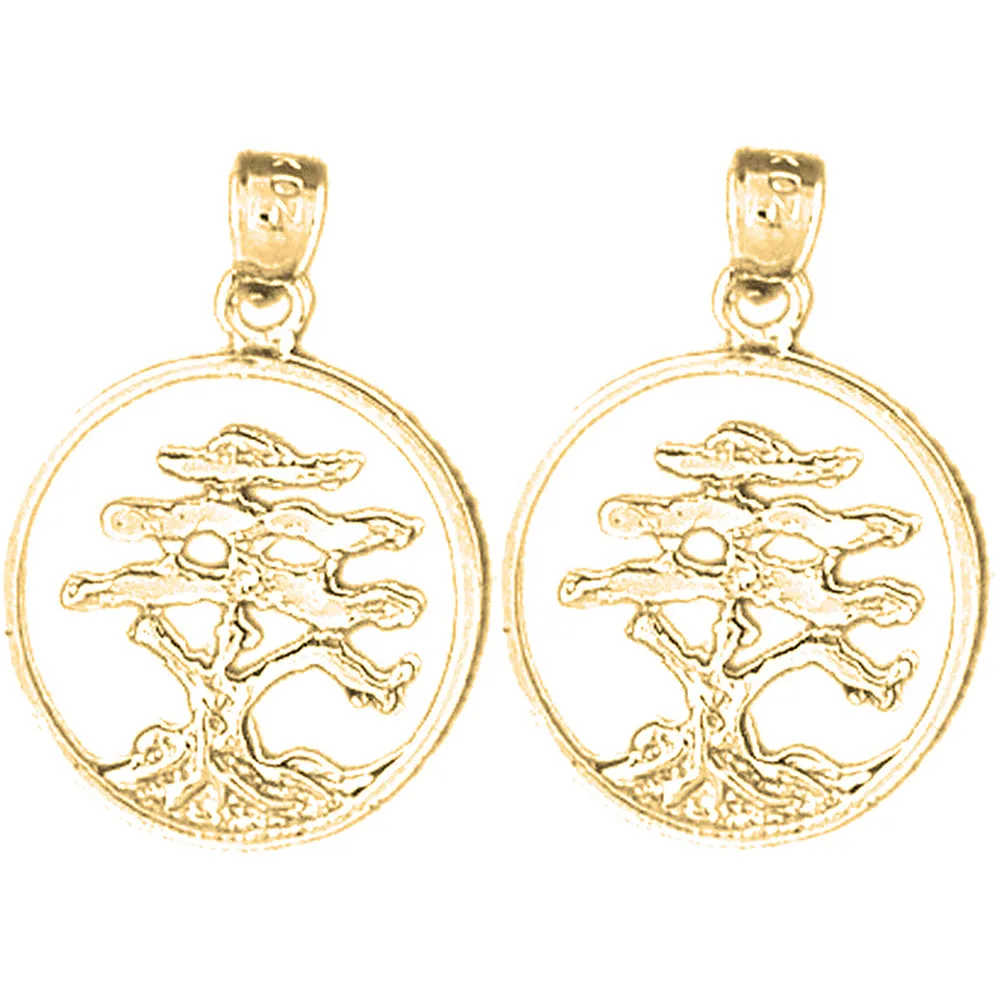 14K or 18K Gold Cedar Tree Earrings