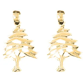 14K or 18K Gold Cedar Tree Earrings