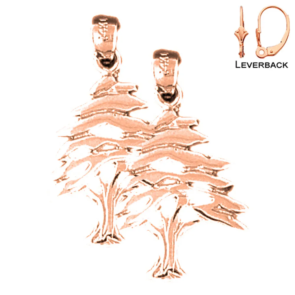 14K or 18K Gold Cedar Tree Earrings