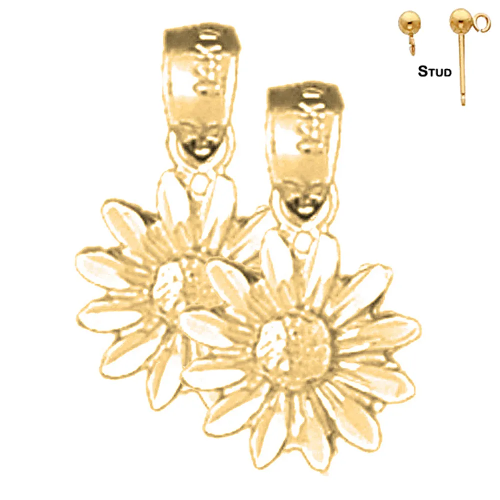 14K or 18K Gold Daisy Flower Earrings