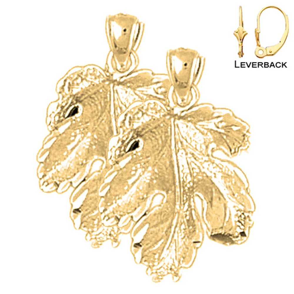 14K or 18K Gold Fig Leaf Earrings