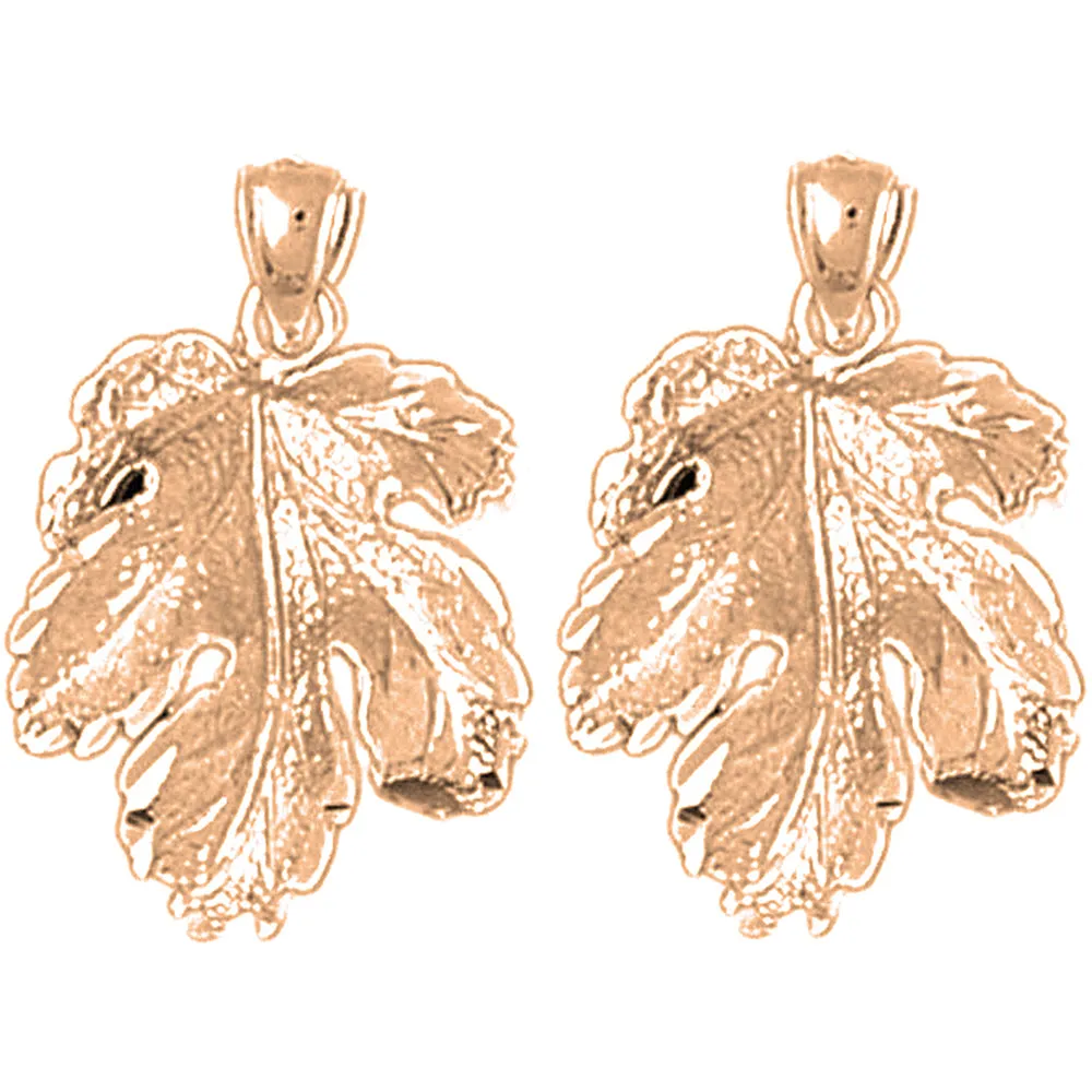 14K or 18K Gold Fig Leaf Earrings