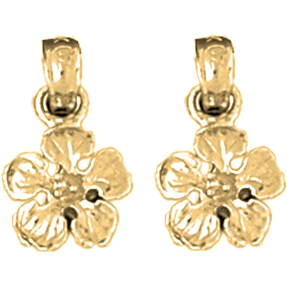 14K or 18K Gold Five Pedal Buttercup Flower Earrings