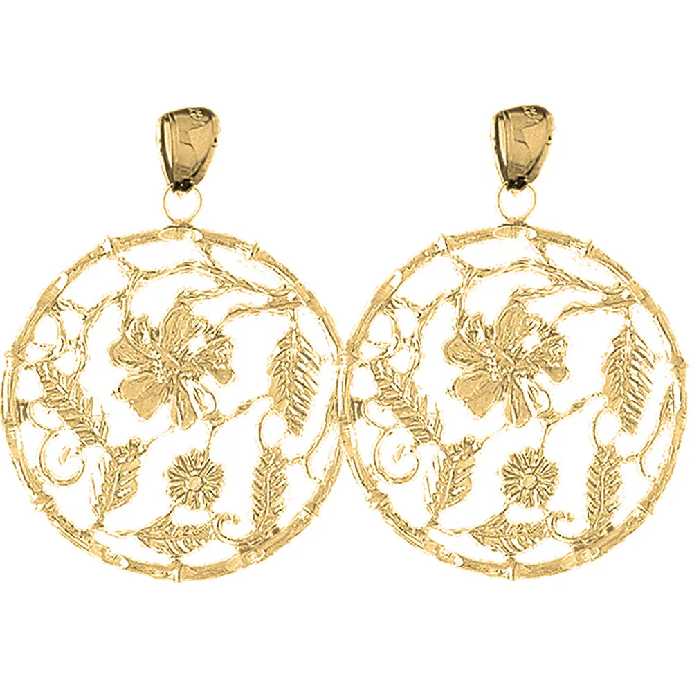 14K or 18K Gold Flower Design Earrings