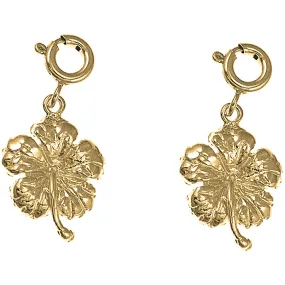 14K or 18K Gold Hibiscus Flower Earrings