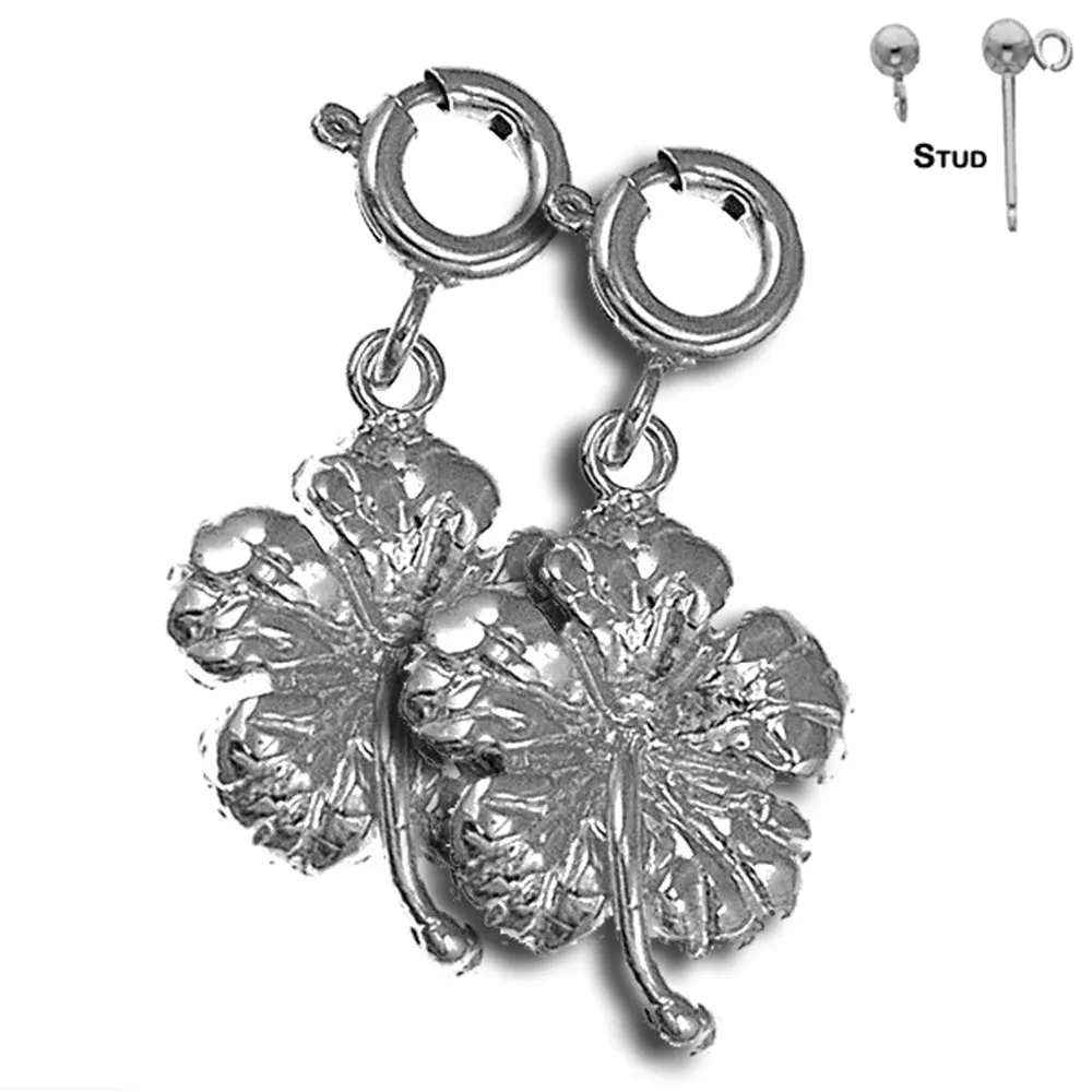 14K or 18K Gold Hibiscus Flower Earrings