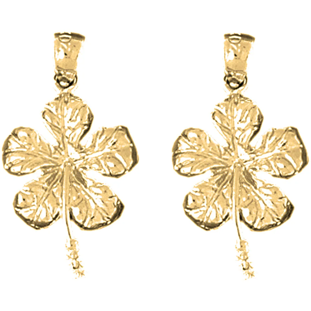 14K or 18K Gold Hibiscus Flower Earrings