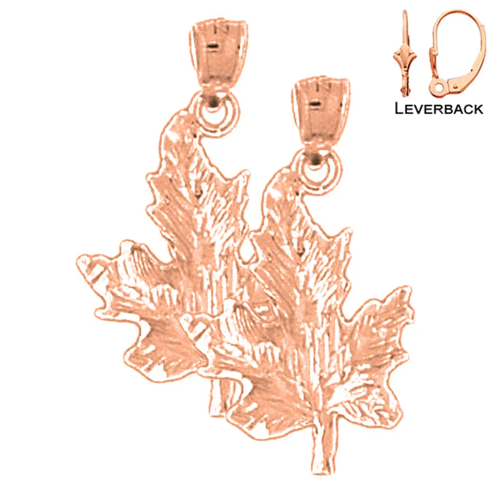 14K or 18K Gold Maple Leaf Earrings