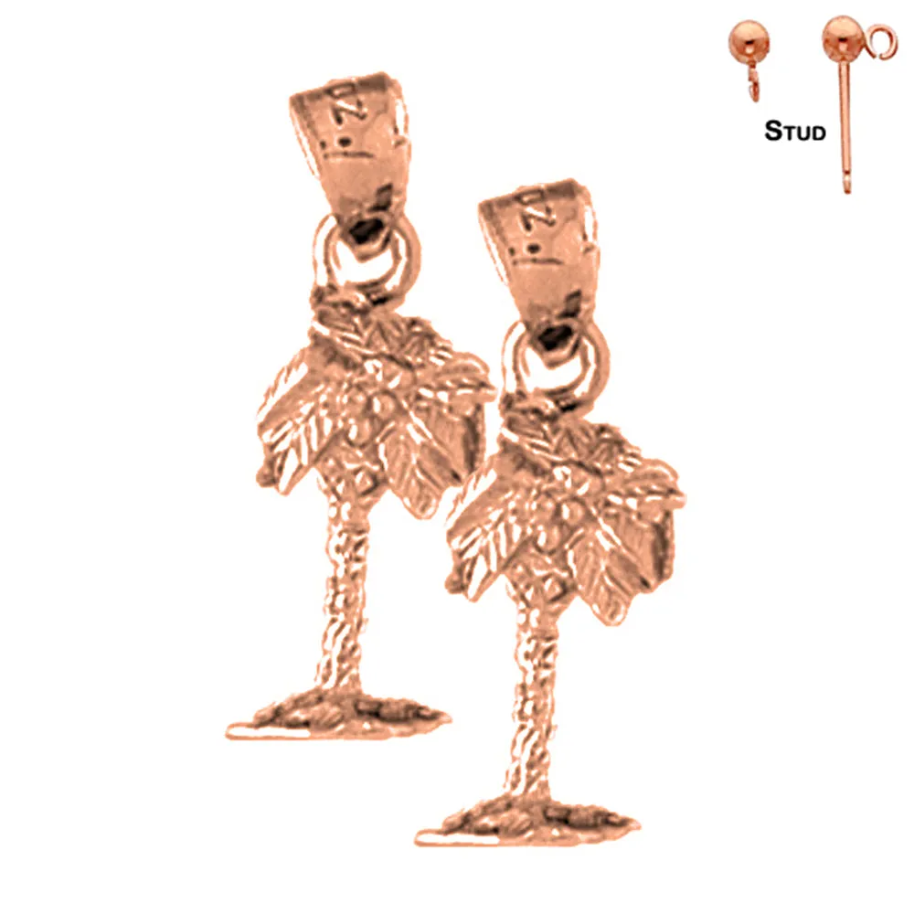 14K or 18K Gold Palm Tree Earrings