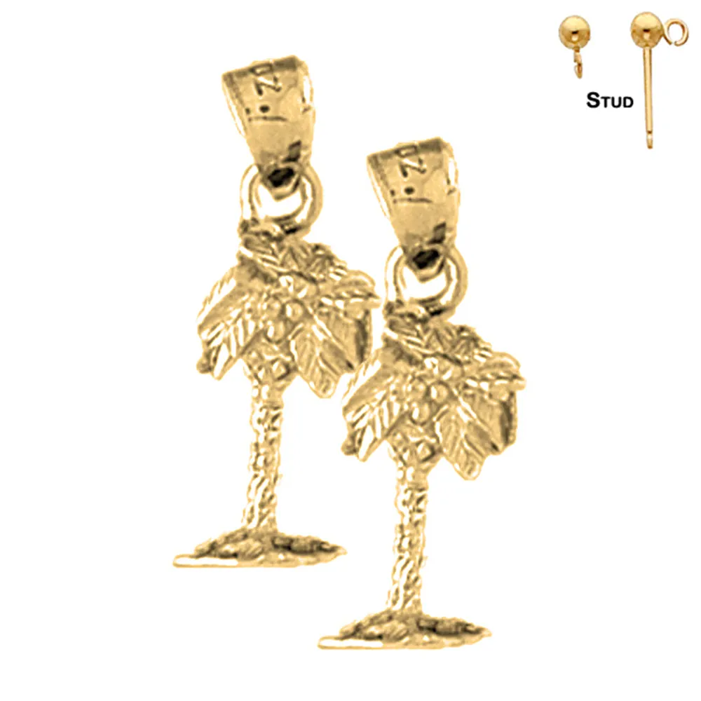 14K or 18K Gold Palm Tree Earrings