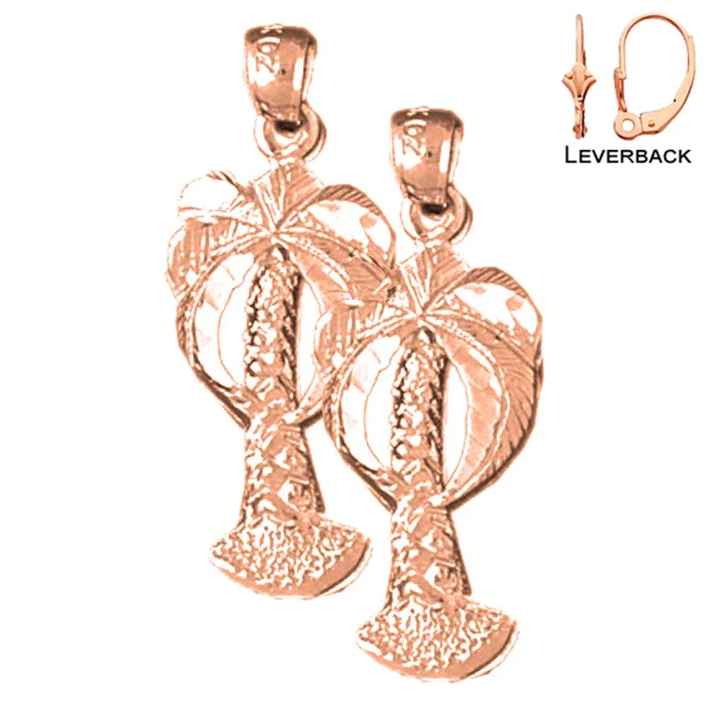 14K or 18K Gold Palm Tree Earrings