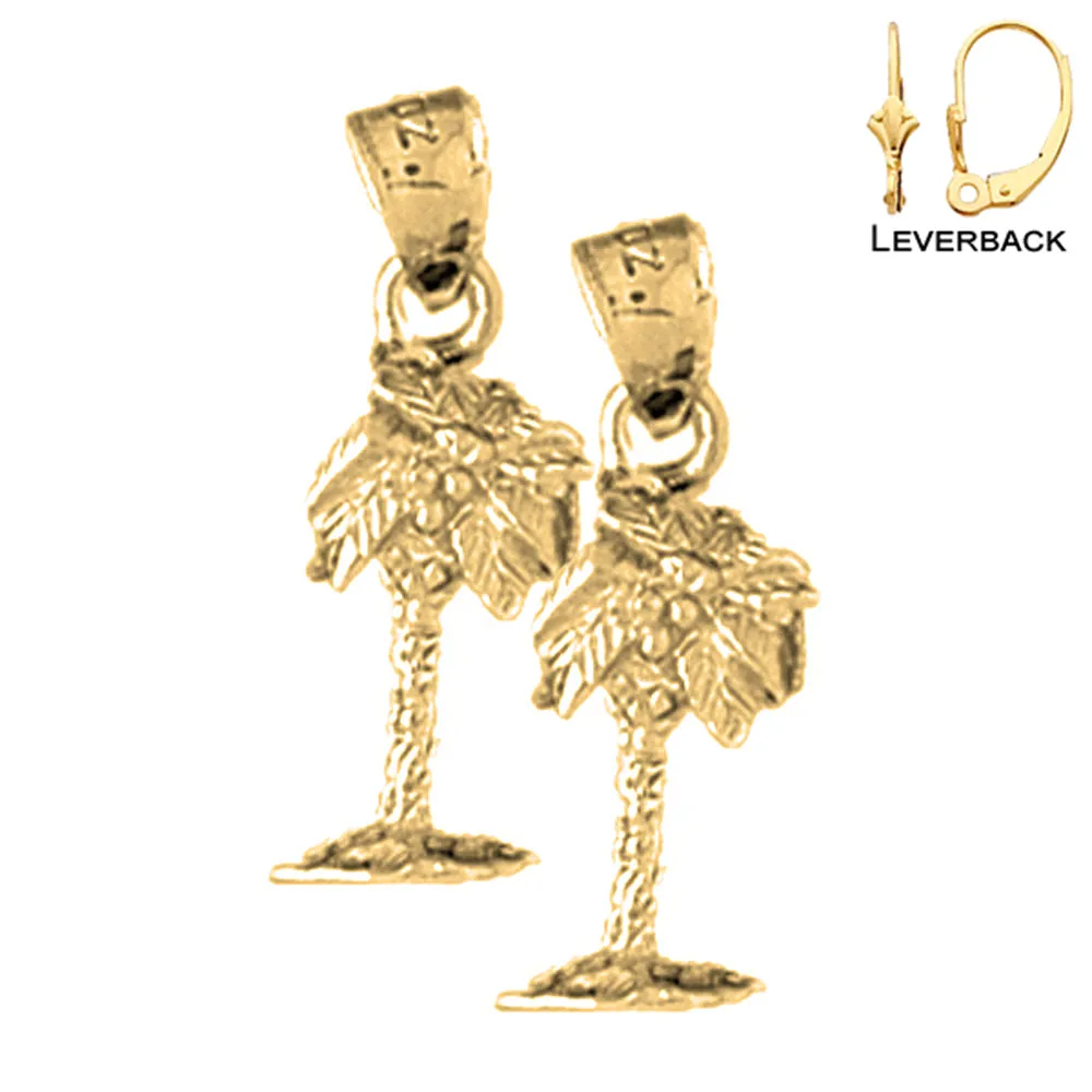 14K or 18K Gold Palm Tree Earrings