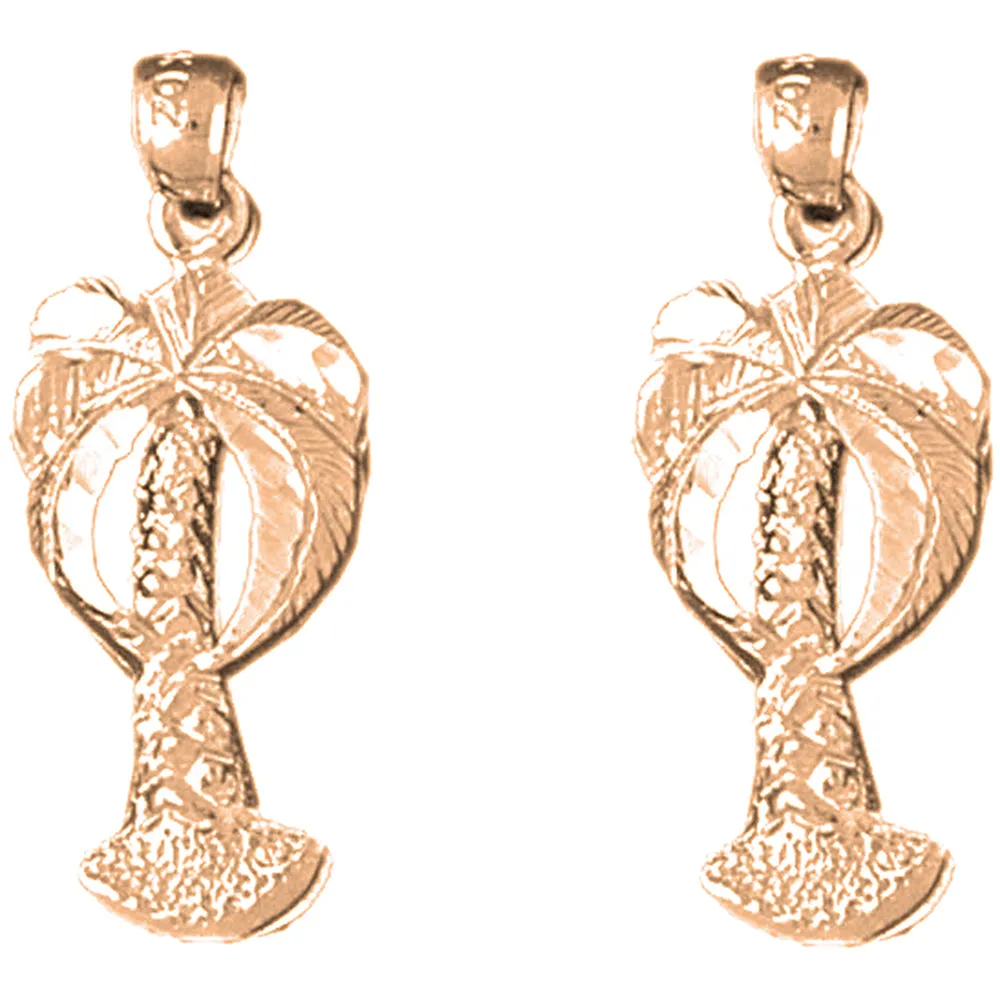 14K or 18K Gold Palm Tree Earrings