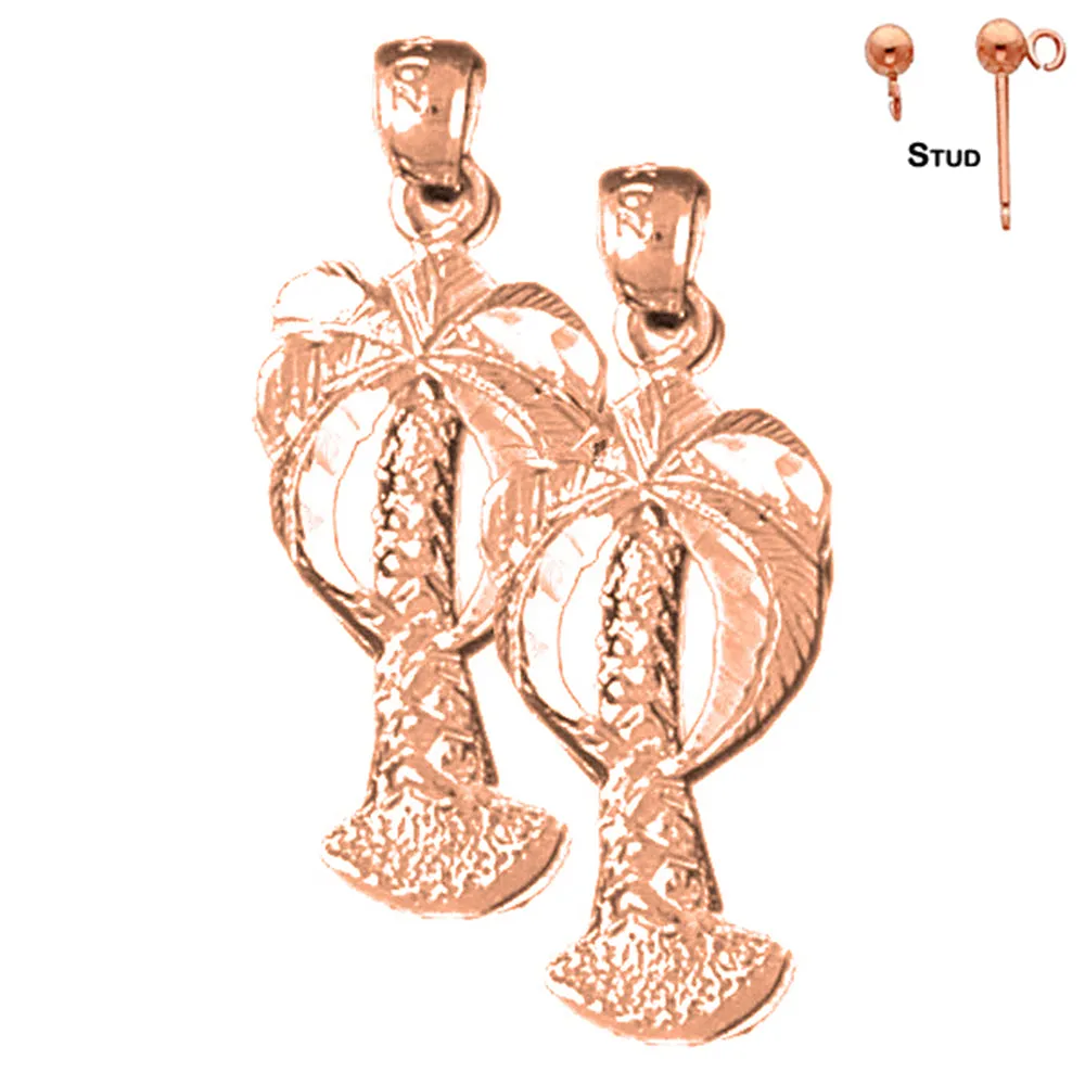 14K or 18K Gold Palm Tree Earrings