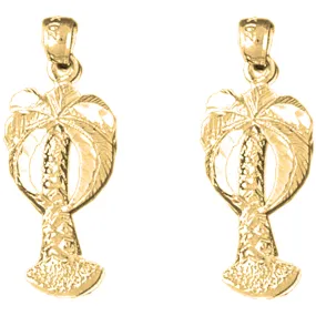 14K or 18K Gold Palm Tree Earrings