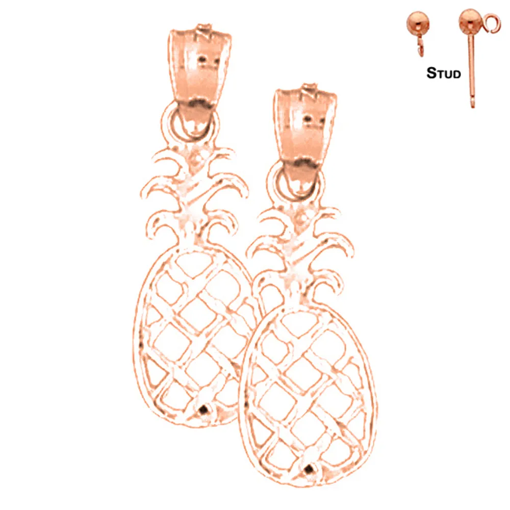 14K or 18K Gold Pineapple Earrings