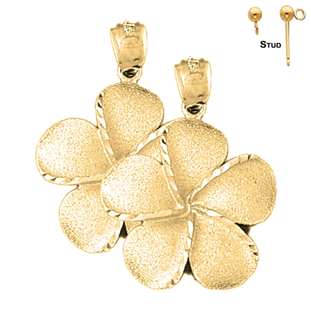 14K or 18K Gold Plumeria Flower Earrings