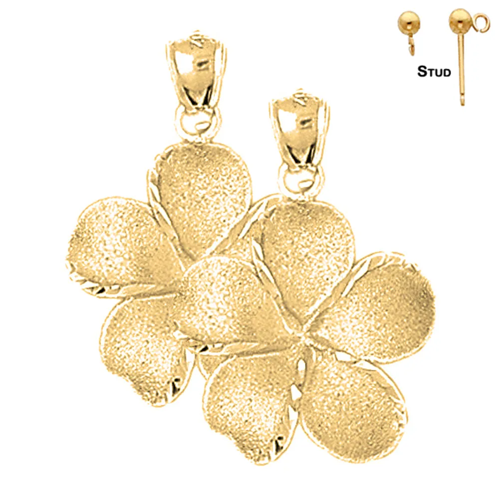 14K or 18K Gold Plumeria Flower Earrings