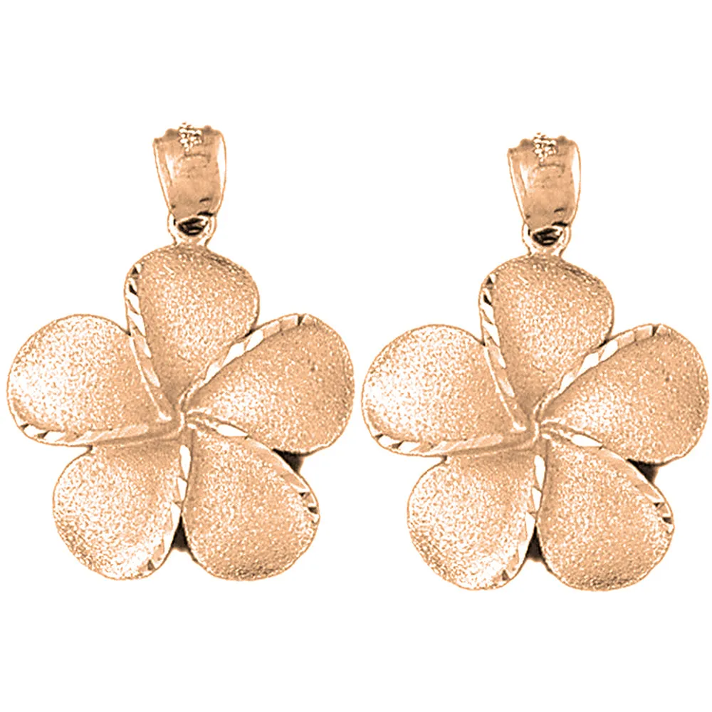 14K or 18K Gold Plumeria Flower Earrings