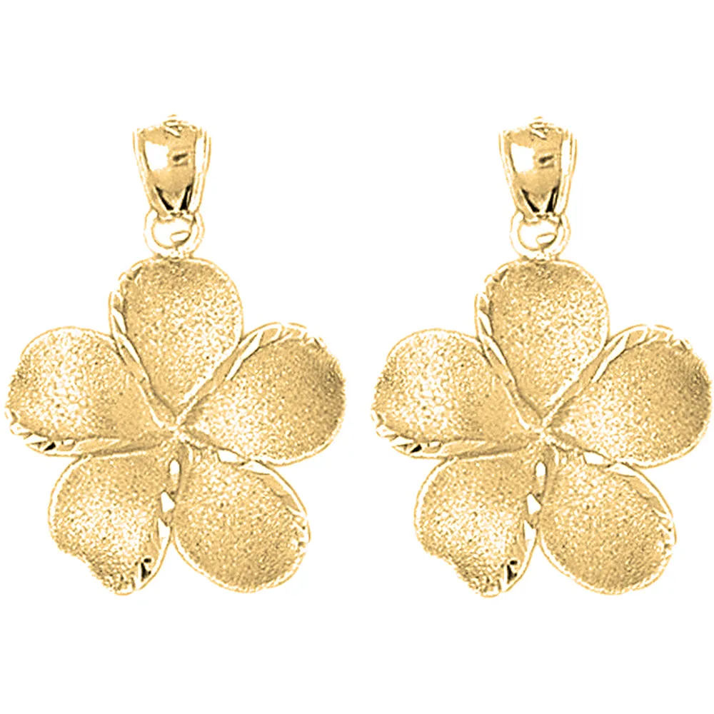 14K or 18K Gold Plumeria Flower Earrings