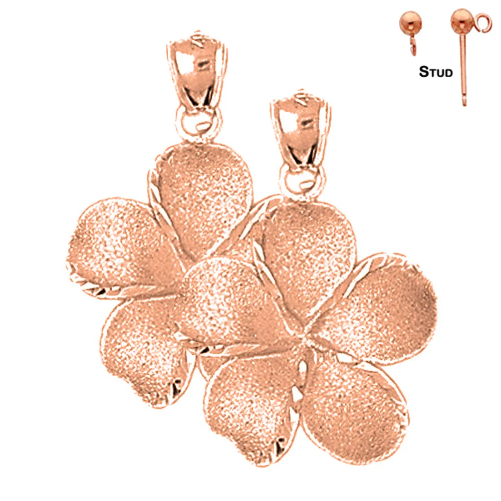 14K or 18K Gold Plumeria Flower Earrings