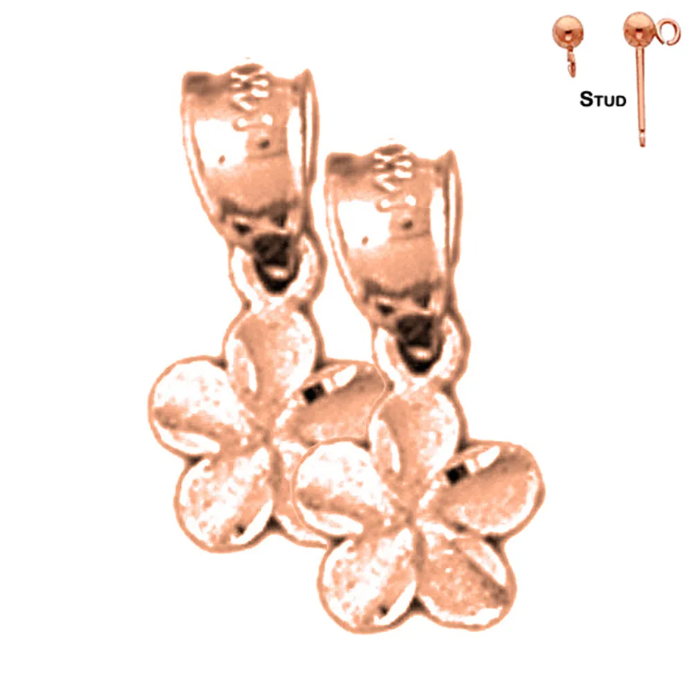 14K or 18K Gold Plumeria Flower Earrings