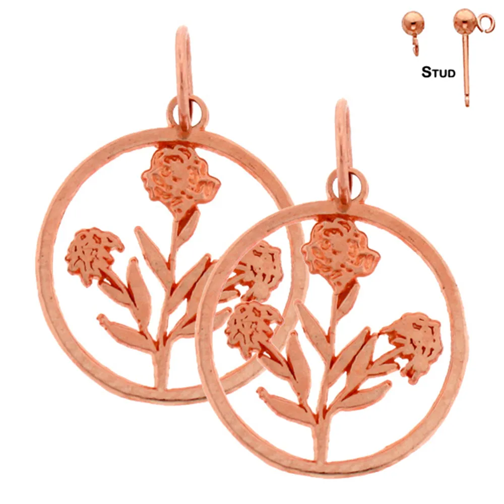 14K or 18K Gold Rose Bush Earrings