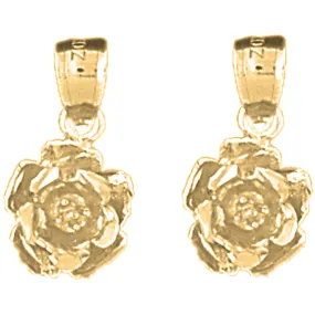 14K or 18K Gold Rose Flower Earrings