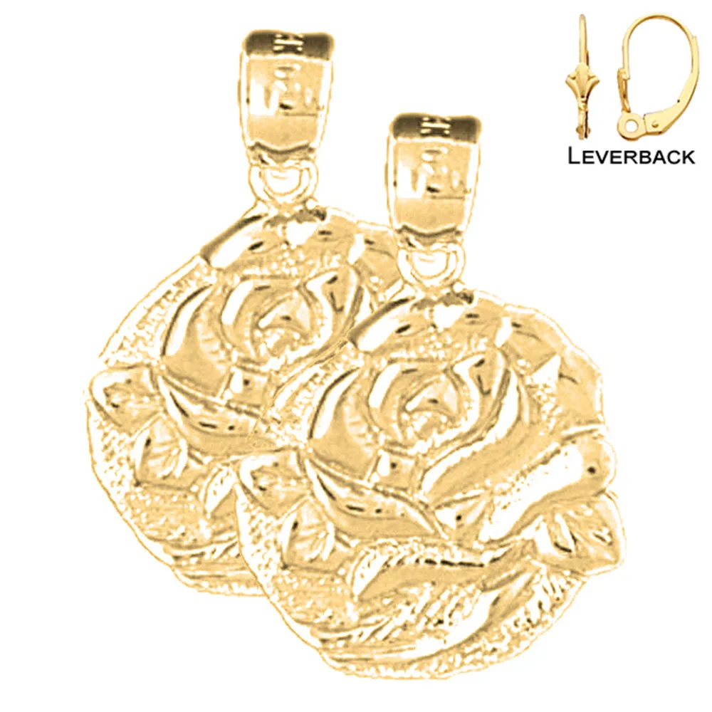 14K or 18K Gold Rose Flower Earrings