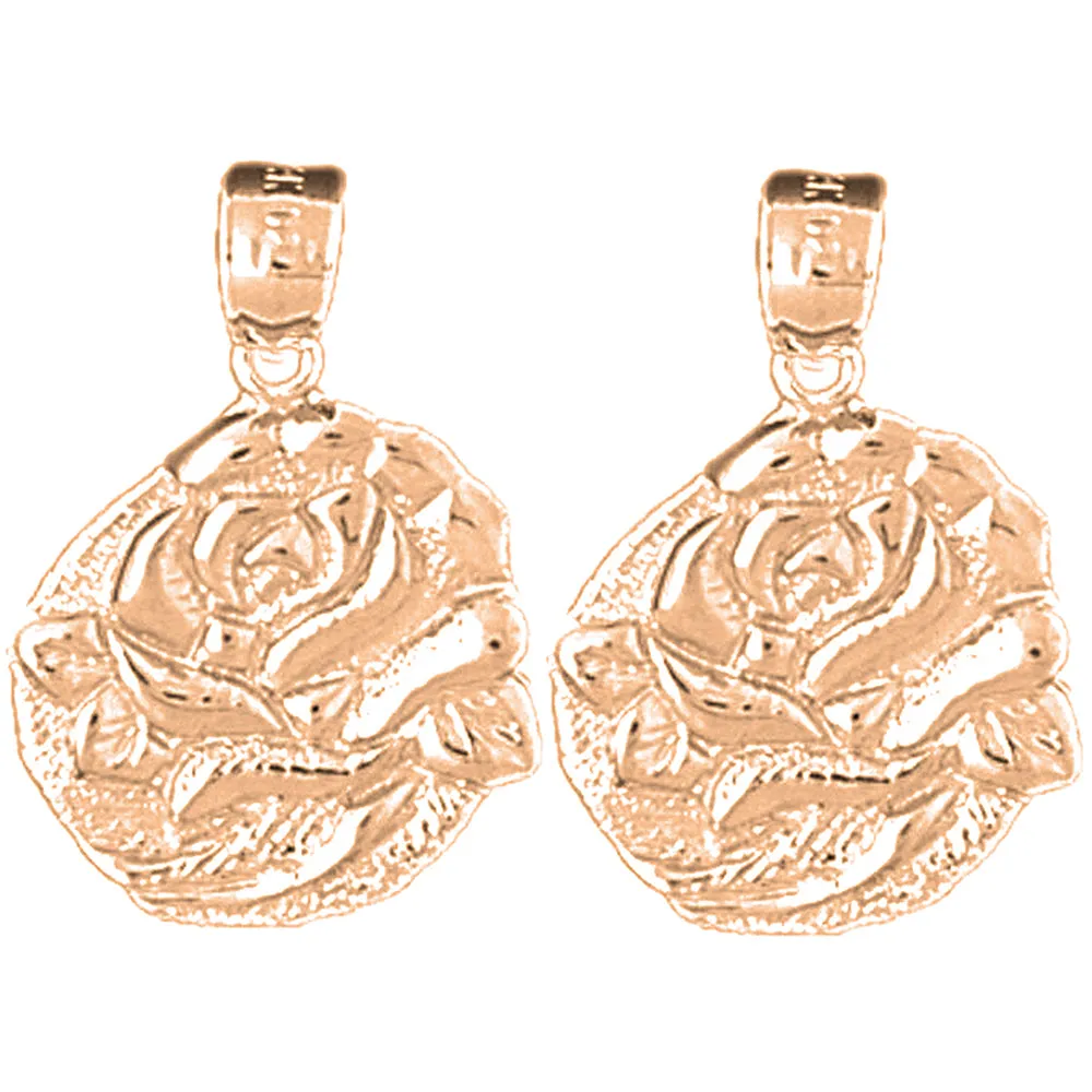 14K or 18K Gold Rose Flower Earrings